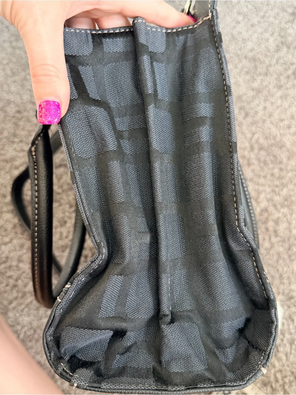 Nine West Black Pattern Handbag with Long Strap and Short Strap